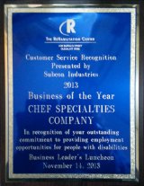 Chef Specialties Company honored by The Rehabilitation Center of Olean, NY.